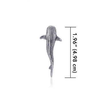Gentle giants in benign grace ~ Small Whale Shark Silver with Hidden Bail Pendant TPD5198 - Jewelry